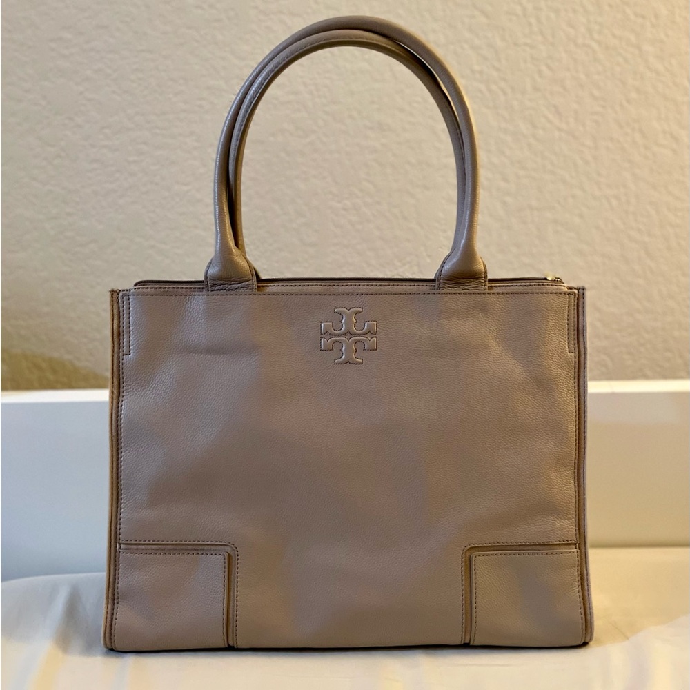 Tory Burch Ella canvas and leather tote handbag